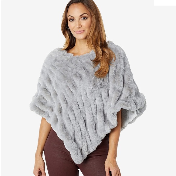 New Grey Tourance Poncho Florence Faux Fur - Picture 5 of 8